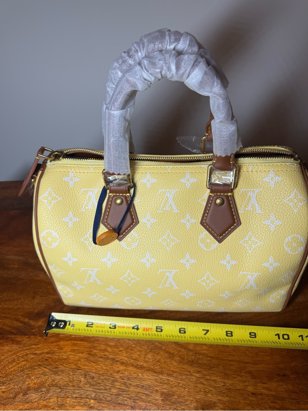 Yellow Satchel Handbag with Top Handles. No Brand. Brand new.